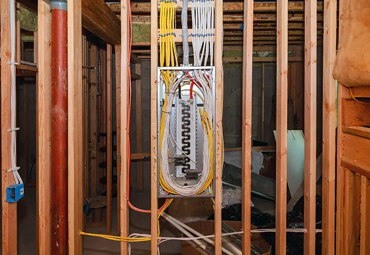 Electrical panel and wiring installed for new construction