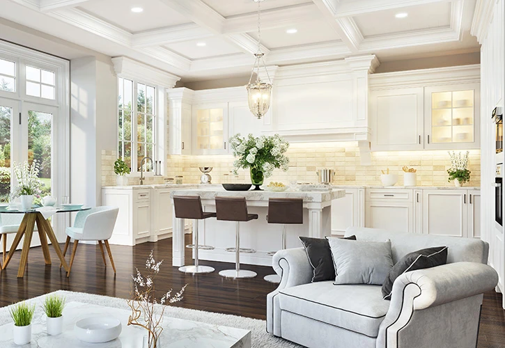 Bright interior with professionally installed light fixtures